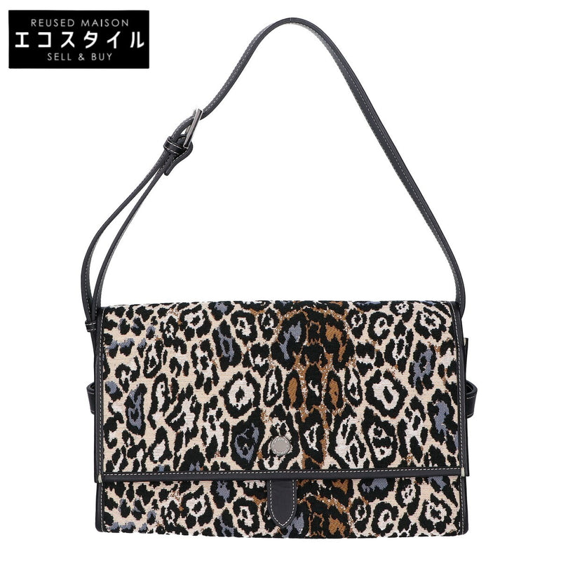 25ss A Vacation Ava Leopard Jacquard Leather Shoulder Bag Black Womens Man Leo