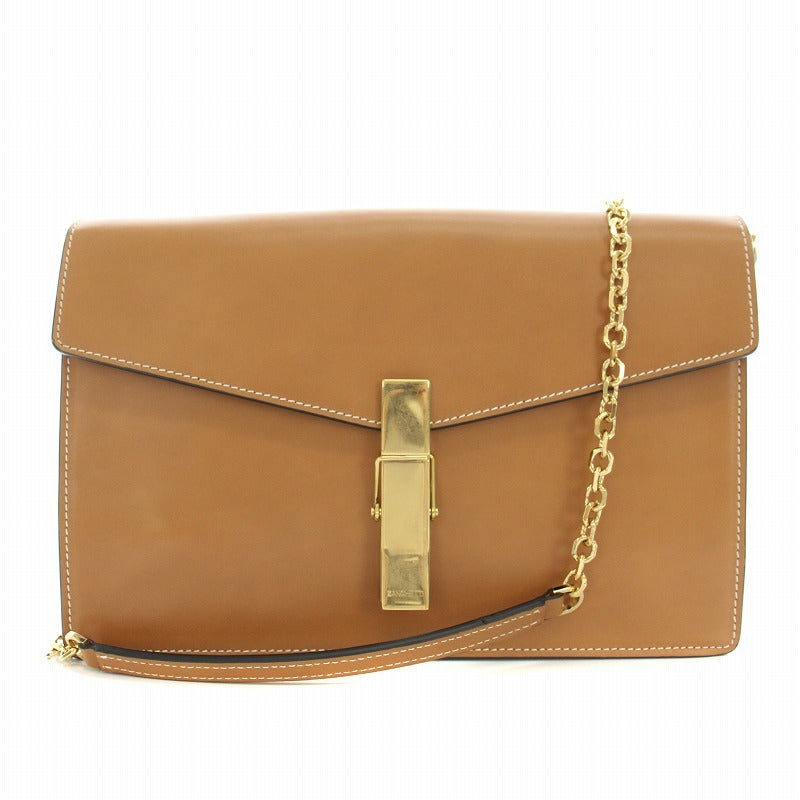 Zanchetti Clip 24 Shoulder Bag Leather Chain Bag Camel Style 01982039 Womens