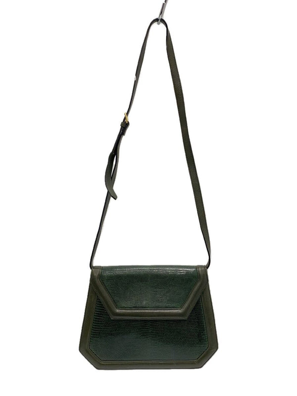 Yves Old Shoulder Bag Solid Green Leather Vintage Designer Handbag