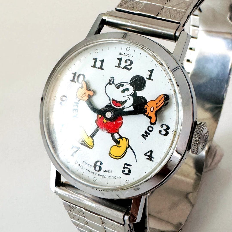 Bradley Mickey Mouse Pie-eye Hand-wound Watch 1970s Disney Vintage Collectible