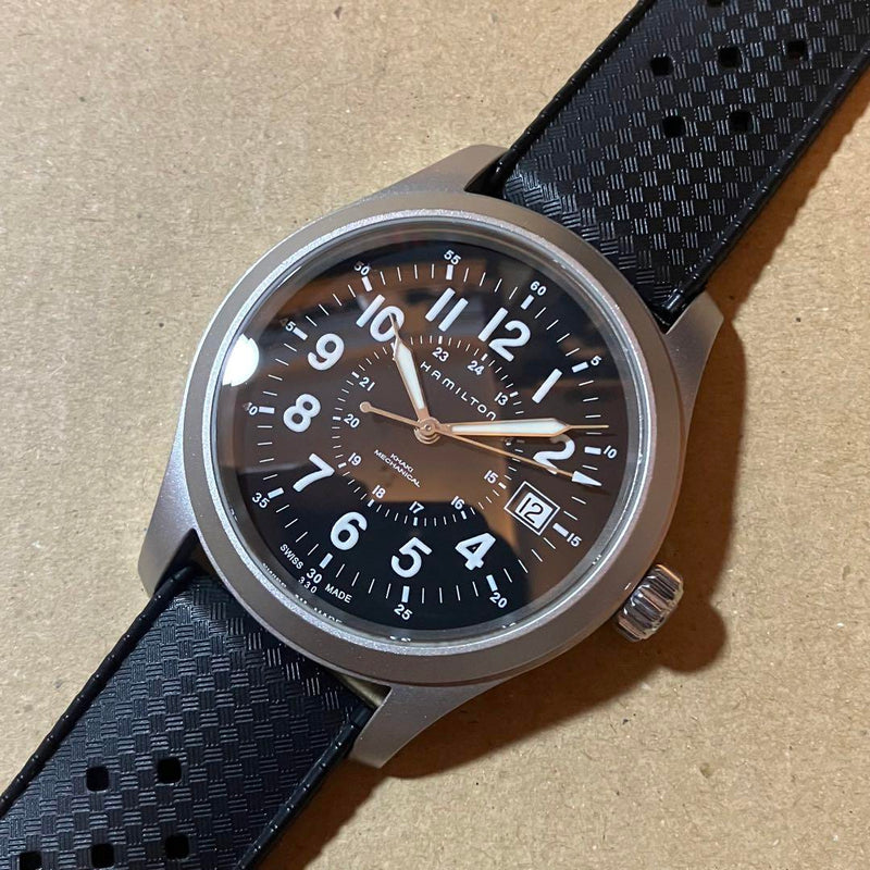 Khaki Mechanical Military Watch Black Dial Hand-winding Used Mens
