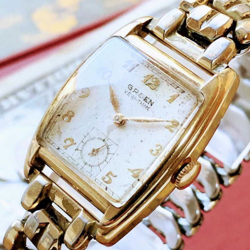 3737 Gruen Mens Watch Working Antique Chic Style Vintage Dress Watch
