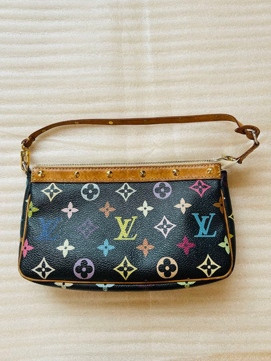 LOUIS VUITTON Pochette Accessoire Monogram Multicolor Black Leather Shoulder Bag