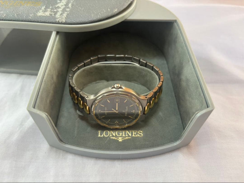 Longines Conquest Titanium Quartz Watch Gray Dial Mens Luxury Timepiece 41mm