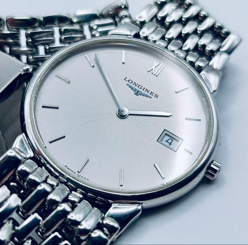 Longines Grand Classic Date Quartz Watch Mens Elegant Dress Watch Stainless