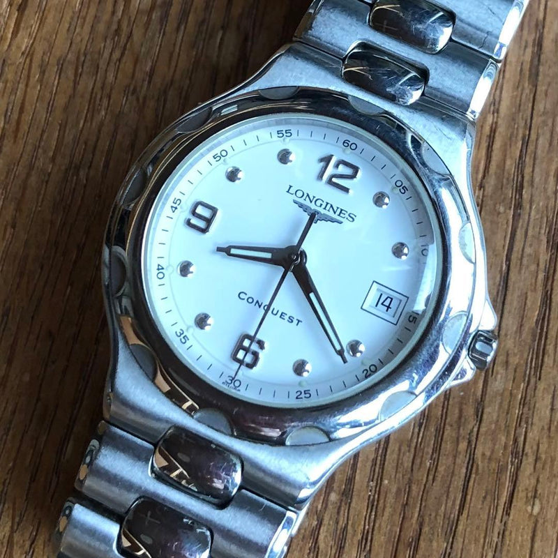 Longines Conquest Mens Watch Stainless Steel Swiss Made Quartz Wristwatch