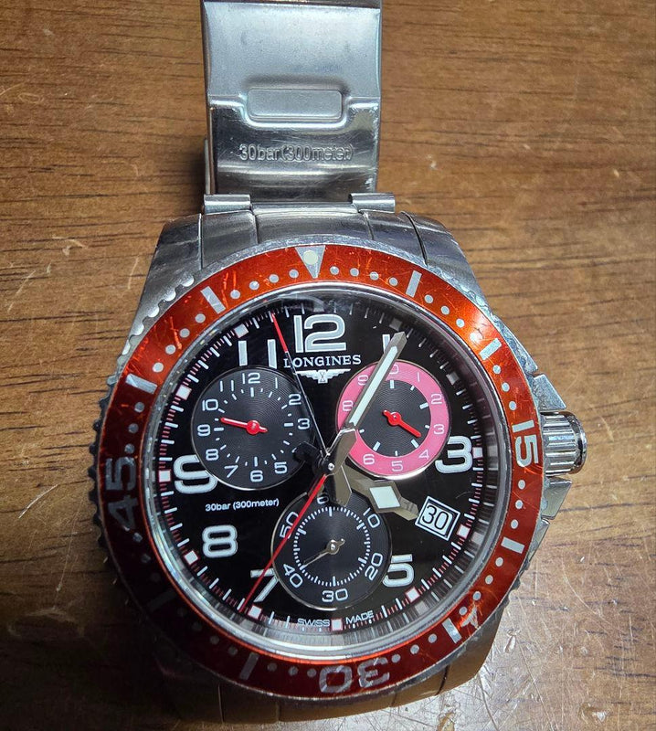 Longines Diver Chronograph Automatic Watch As-is For Repair Mens Diving Watch