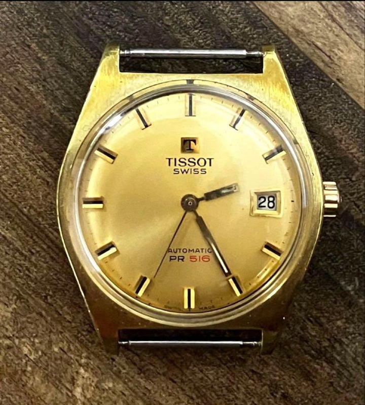 Tissot Pr516 Automatic Watch 1970s Vintage Steel Mens Wristwatch Original Strap