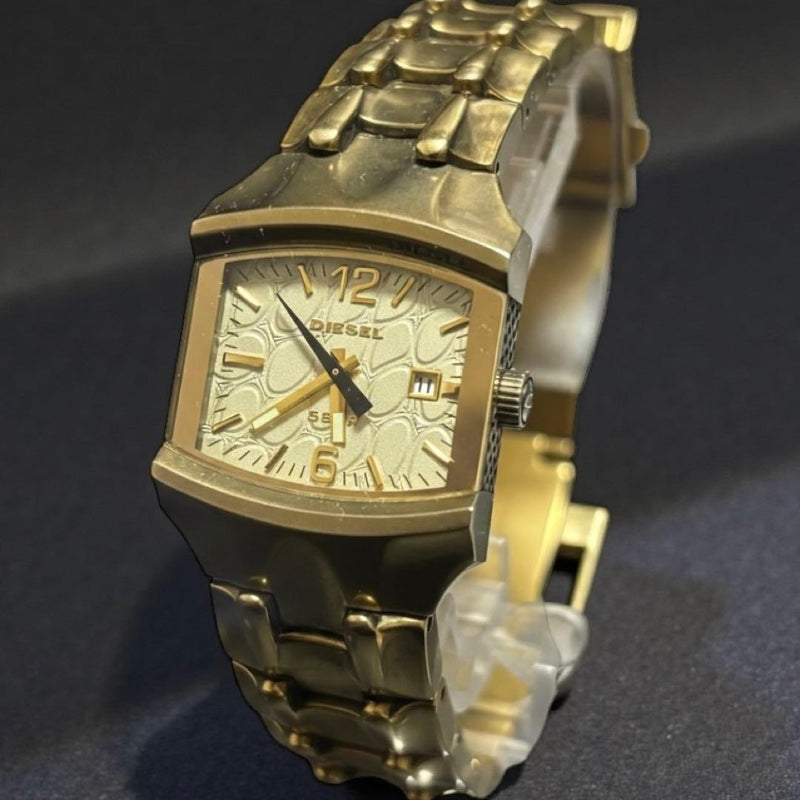 Diesel Dz-5089 Y2k Crocodile Gold Quartz Watch Fashion Wristwatch For Men/women
