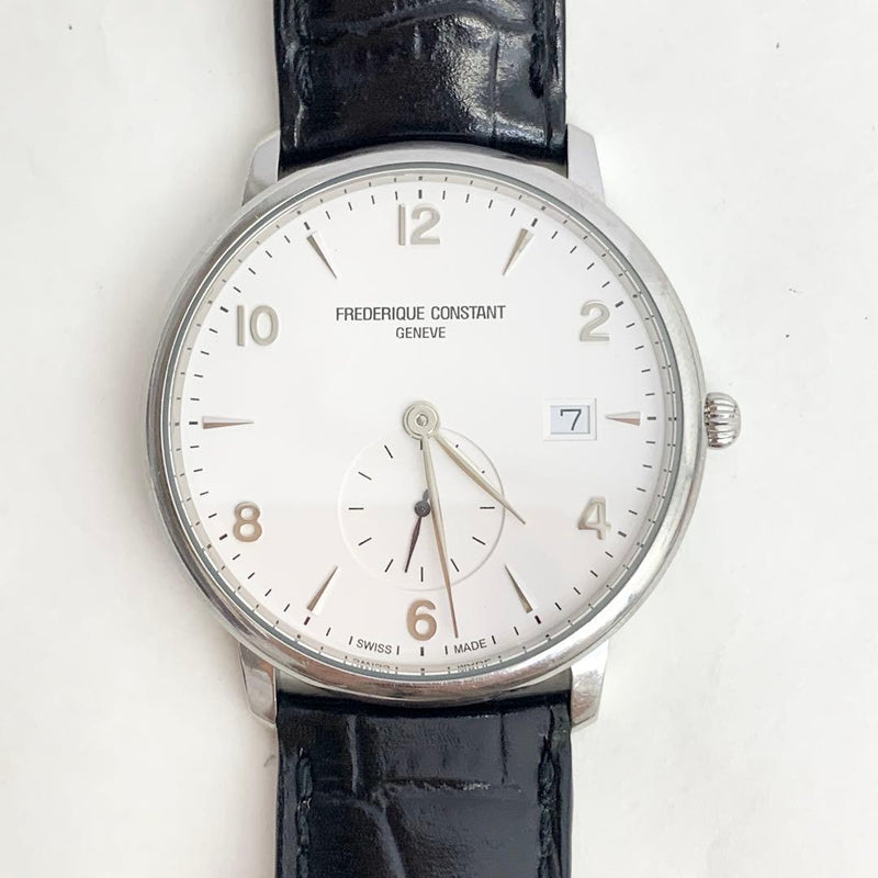 Frederique Constant Quartz Watch White Dial Date 26012218 Swiss Made Timepiece