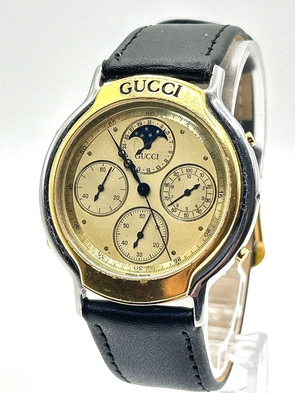 Gucci Mens Watch 8300 Moon Phase Working Analog Wristwatch Luxury Timepiece