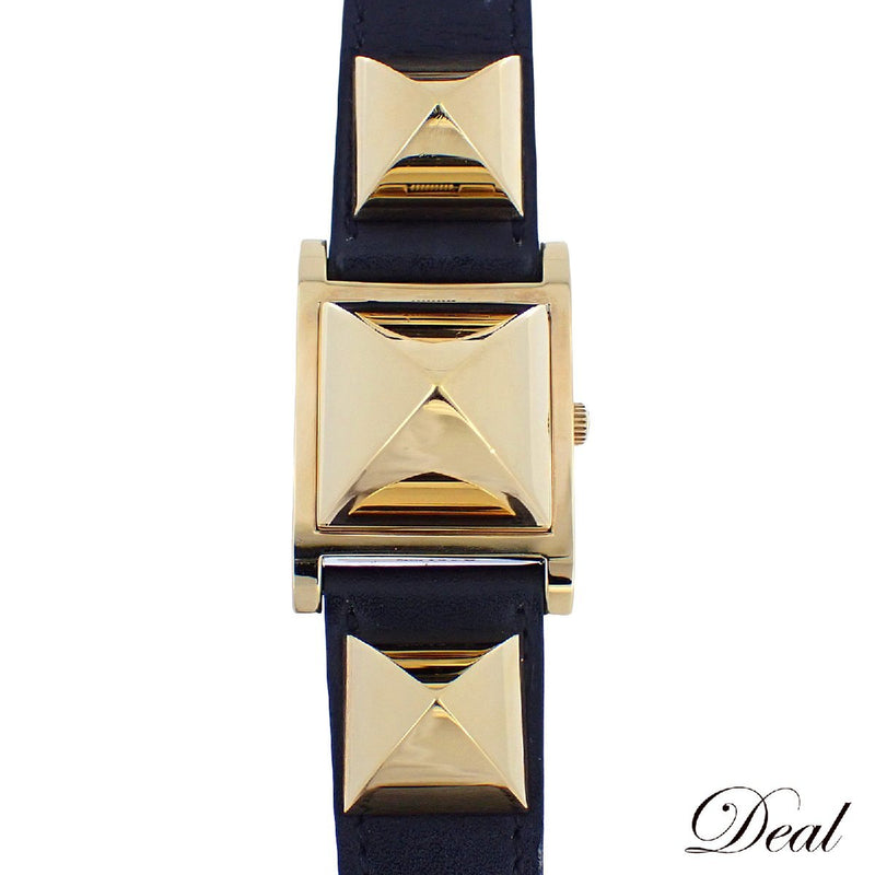 Hermes Medor Me1.201 Ladies Watch White Dial Leather Band Swiss Made Luxury