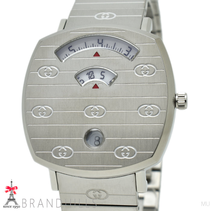 Gucci Grip 35mm Quartz Watch Ya157401 Stainless Steel White Dial Boys Size Used