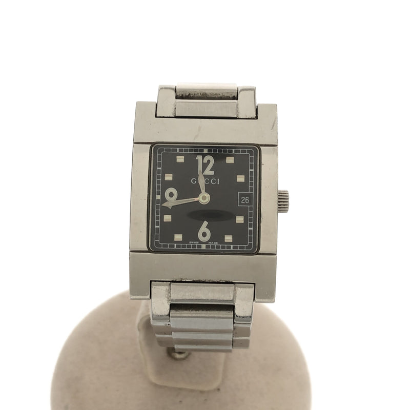 Gucci 7700l Quartz Watch Stainless Steel Square Case Black Dial New Battery