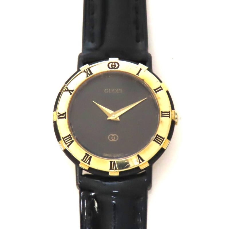 Gucci 3200l Quartz Watch Leather Band Gold Black Womens/boys Size Designer