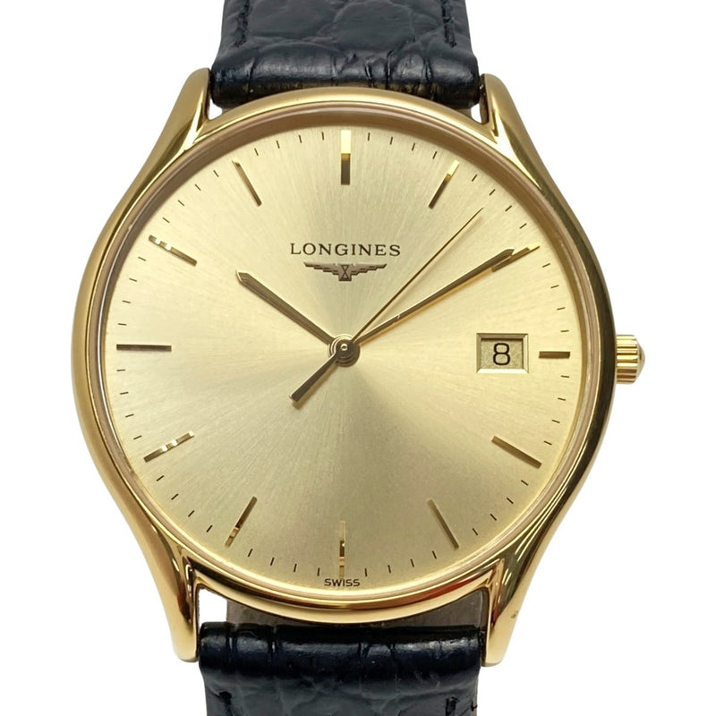 Longines Lyre Date L4.759.2 Gold Dial Quartz Mens Watch Elegant Dress Wristwatch