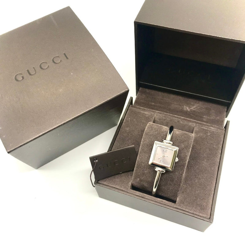 Gucci Square Quartz Bangle Watch M12144 Silver Dial Womens Fashion Wristwatch