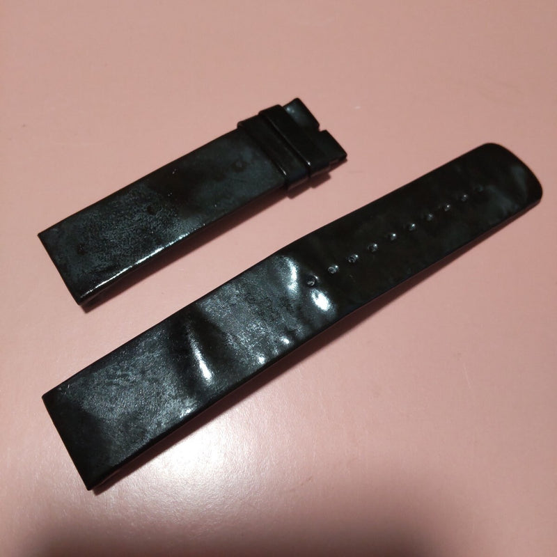 Chanel Belt Authentic Black Leather Strap For Matrasse Bags Enamel Finish