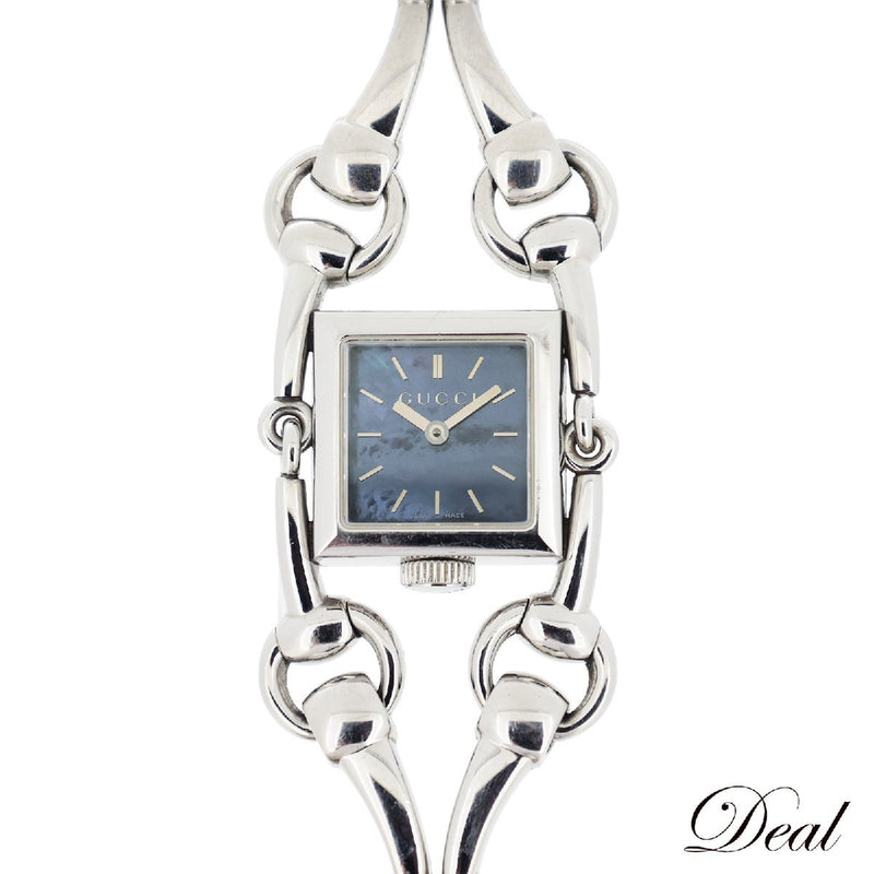 Gucci Signoria 116.5 Ladies Watch Blue Shell Dial Bamboo Bracelet Womens