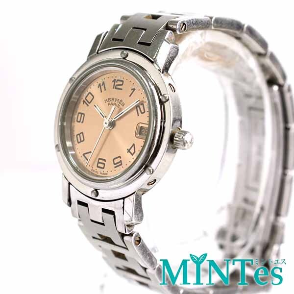 Hermes Clipper Cl4.210 Womens Watch Quartz Pink Silver Stainless Steel Dress