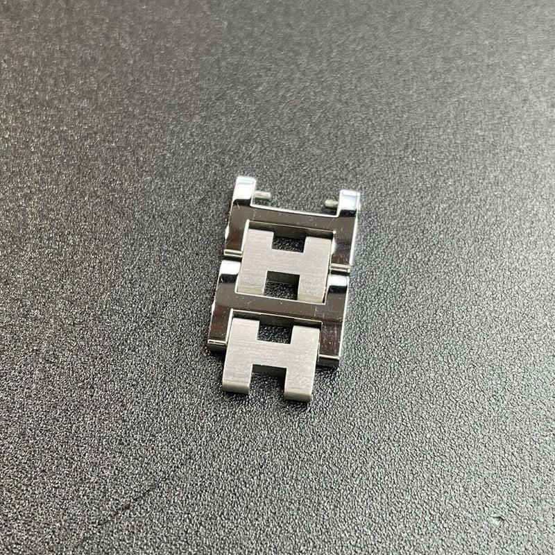 Hermes Clipper 12mm Watch Links Stainless Steel Double Bracelet Silver R7_241