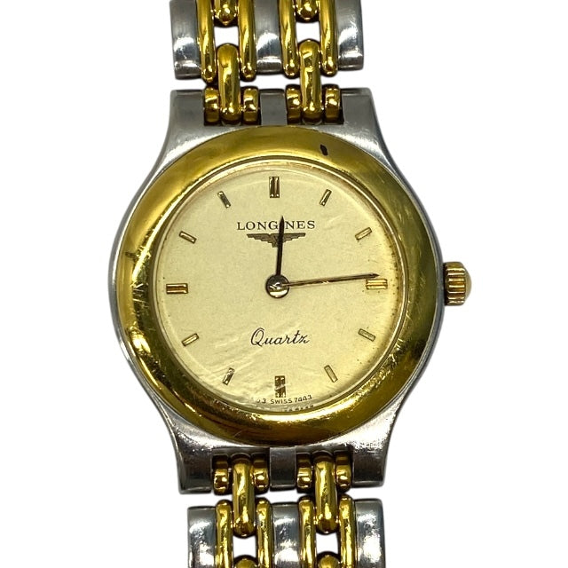 Longines 7443 Watch Two-tone Quartz Analog Wristwatch Gold Silver Stainless