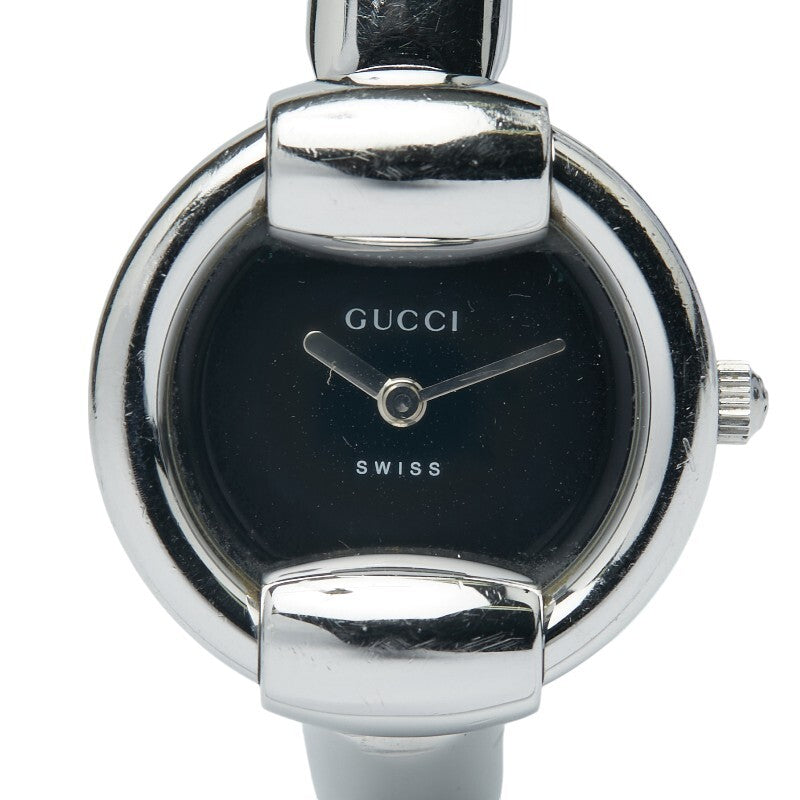 Gucci 1400l Bangle Watch Quartz Black Dial Stainless Steel Womens Wristwatch