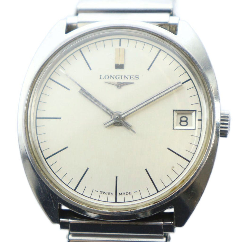Longines Vintage Antique Watch Hand-wound Calendar Date Silver Gy18 Mq Mens
