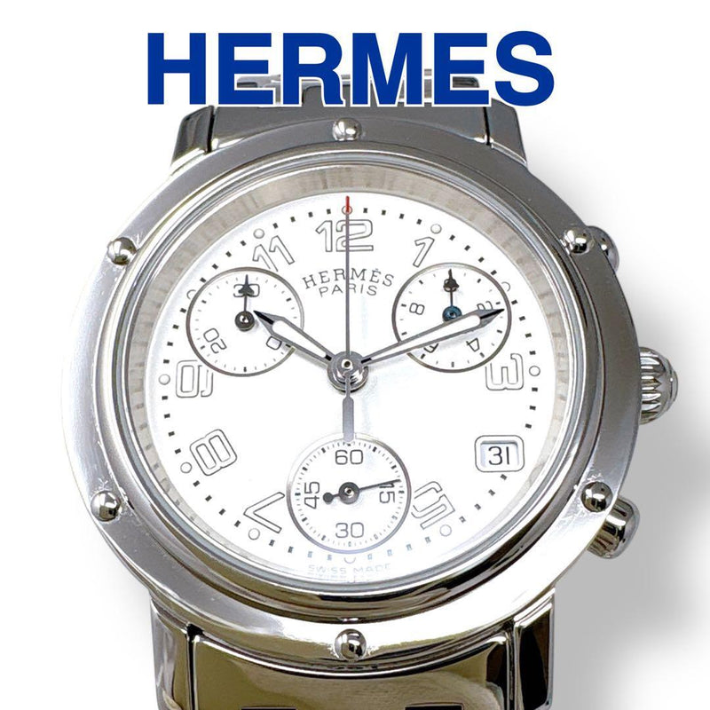 Hermes Clipper Cl1.310 Chronograph Date White Dial Silver Quartz Ladies Watch