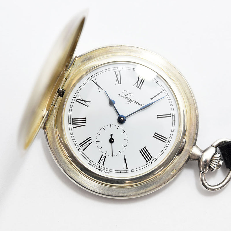 Longines Pocket Watch Manual Wind Sv925 Silver Antique Style Collectible