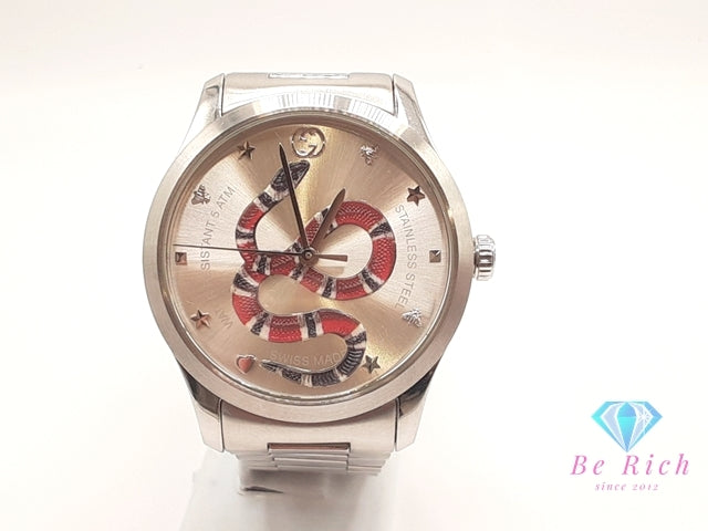Gucci G-timeless King Snake Mens Watch Ya1264076 126.4 White Silver Quartz