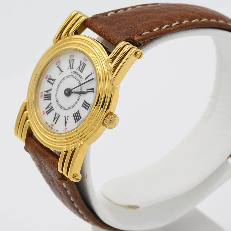 Longines 7172 Ladies Quartz Watch Round White Dial Working Wristwatch H9107