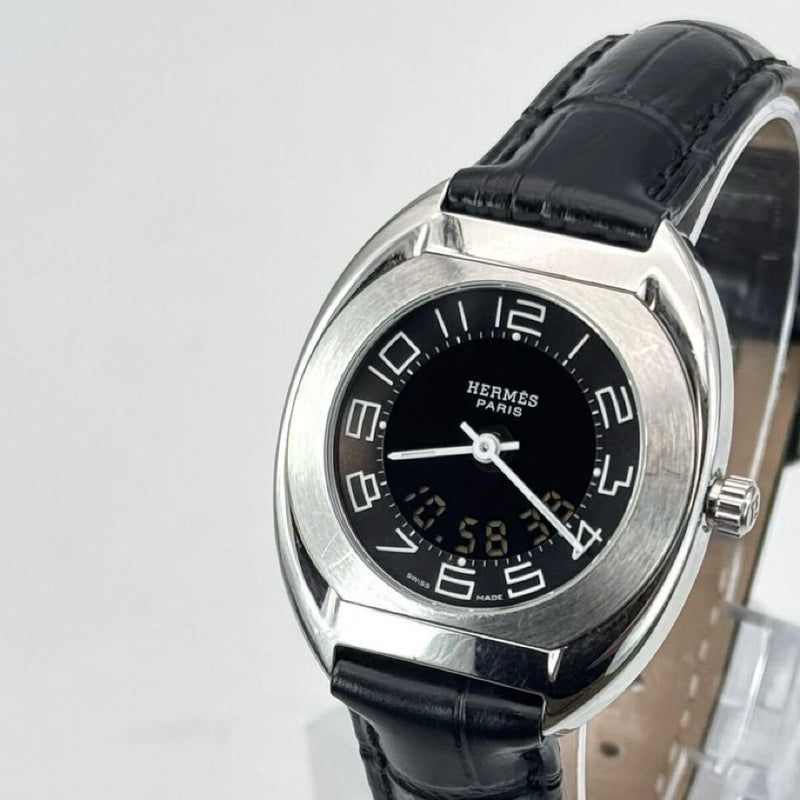 Hermes Espace Boys Watch Es1.210 Quartz Silver Stainless Steel Digital Two-hand