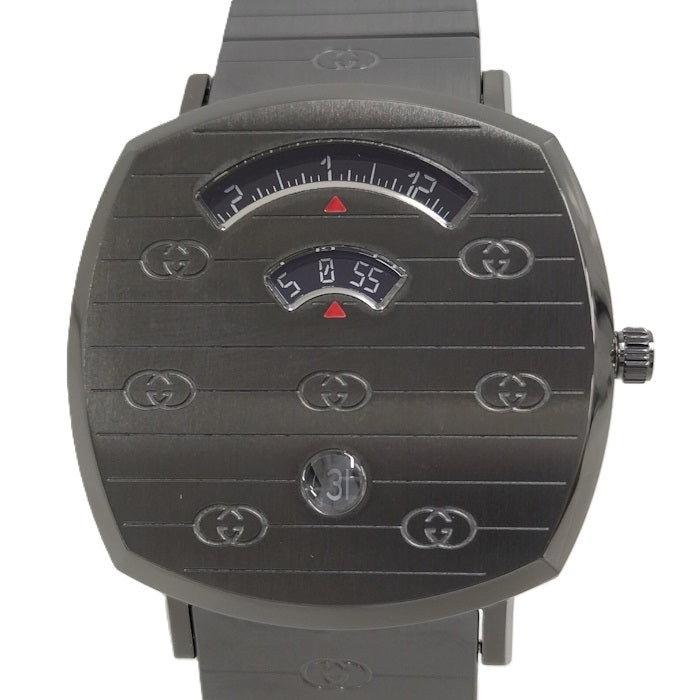 Gucci Grip Ya157429 Quartz Watch Stainless Steel Case Black Dial Unisex