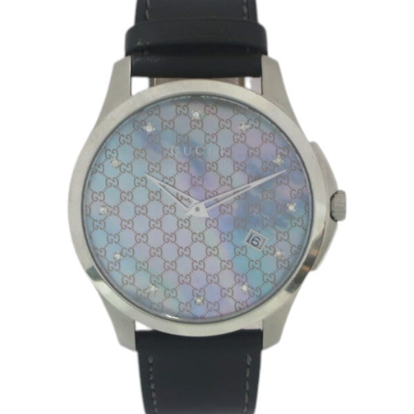 Gucci G-timeless 126.3 Black Shell 12p Diamond Quartz Mens Watch Used Ab
