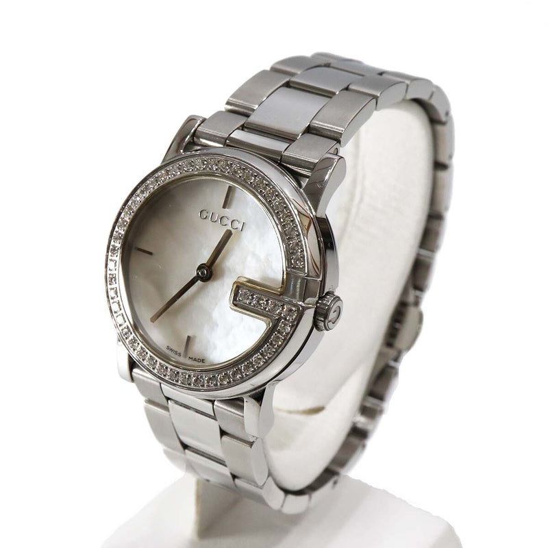 Gucci G-round 101l Diamond Bezel Wristwatch Quartz Shell Dial Womens Watch