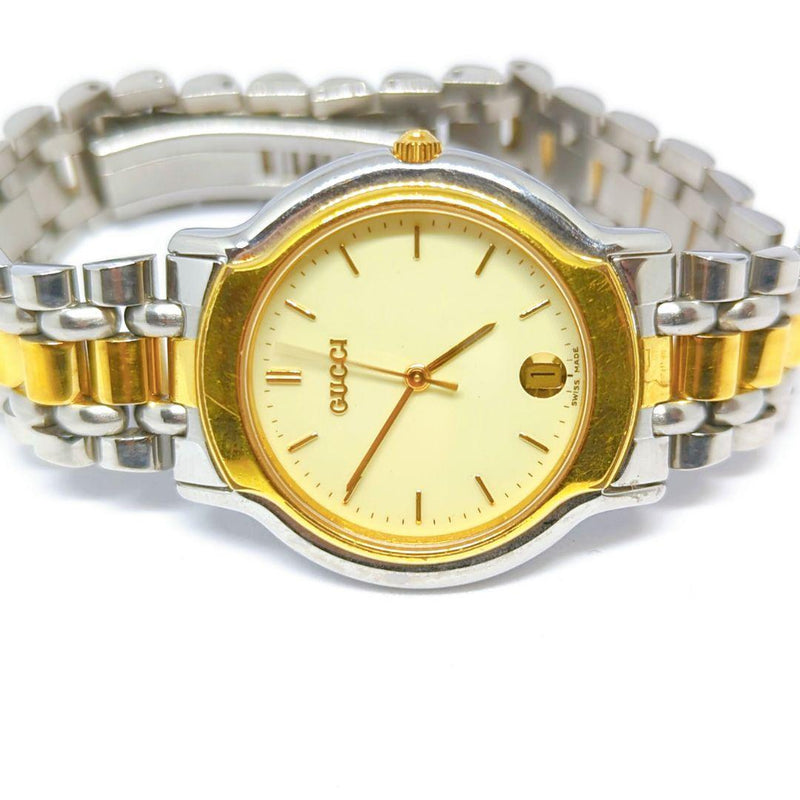 Gucci 8000.2m Quartz Mens Watch Ivory Dial Date Authentic Swiss Made Timepiece