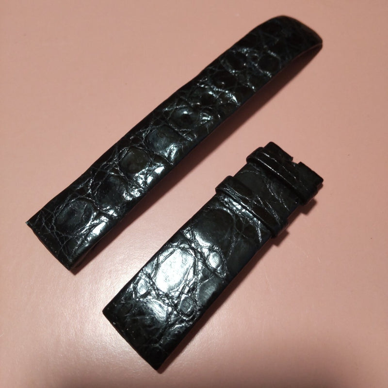 Chanel Black Alligator Leather Watch Strap Matelasse Compatible 18/18mm