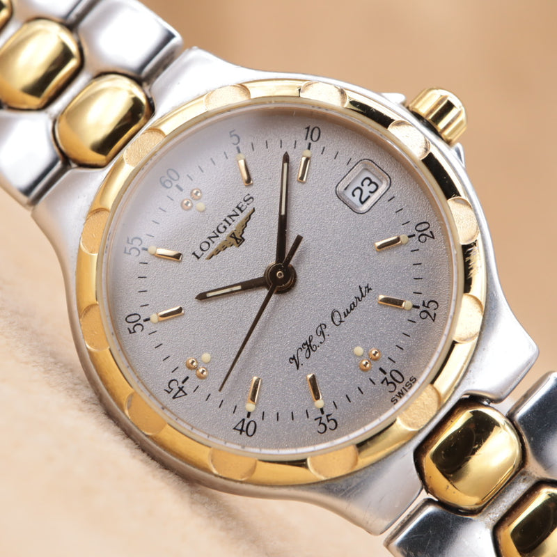 Longines V.h.p. L1.113.3 Conquest Quartz Ladies Watch Silver Gold Date Ch60