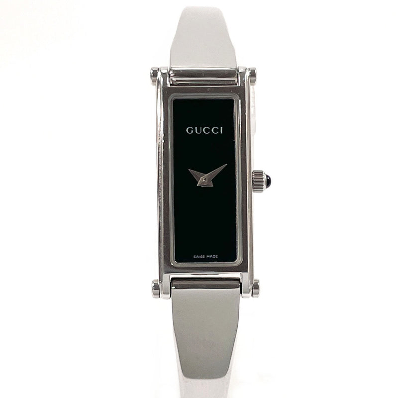 Gucci 1500l Stainless Steel Silver Black Quartz Vintage Bangle Watch With Box