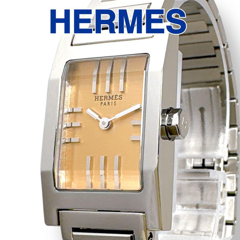 Hermes Tandem Ta1.210 Orange Dial Quartz Womens Watch Swiss Made Ladies