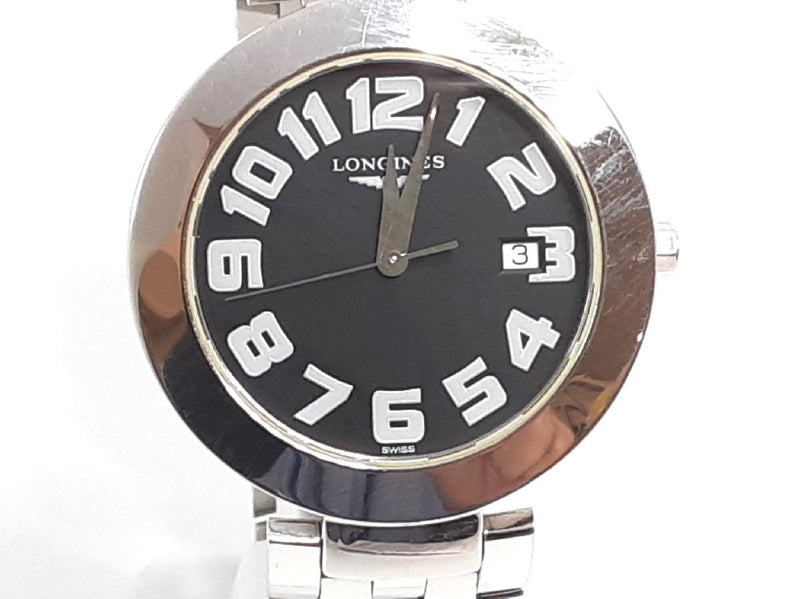 Longines Dolce Vita Mens Watch L5.675.4 Stainless Steel Black Silver Dial