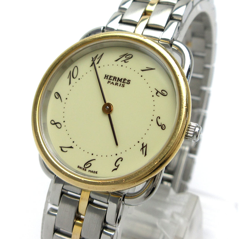 Hermes Watch Arceau for Women 18K Gold and Steel Butterfly Buckle Beige Dial