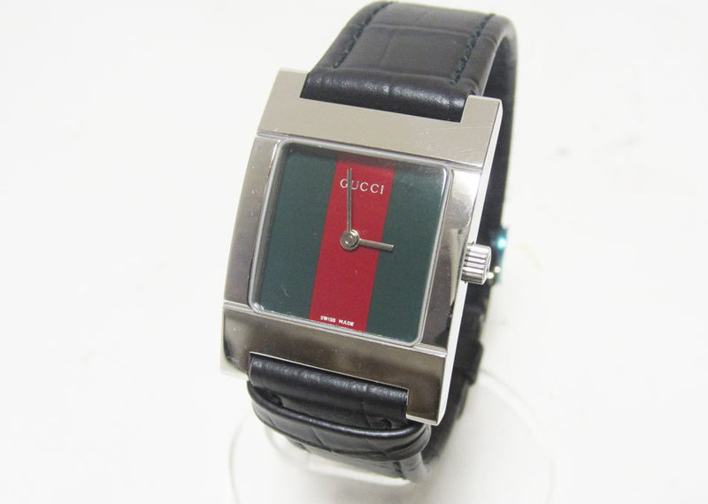 Gucci 7700l Womens Watch Sherry Line Crocodile Leather Band Quartz Designer