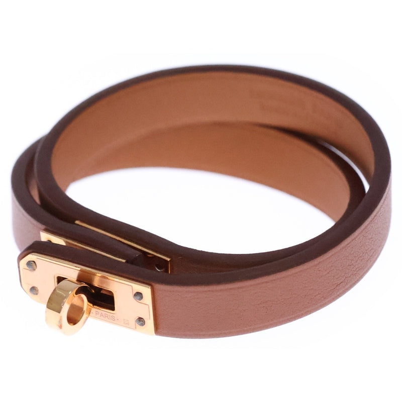 Hermes Mini Kelly Double Tour Leather Bracelet Brown U Stamp H081182cd37t2