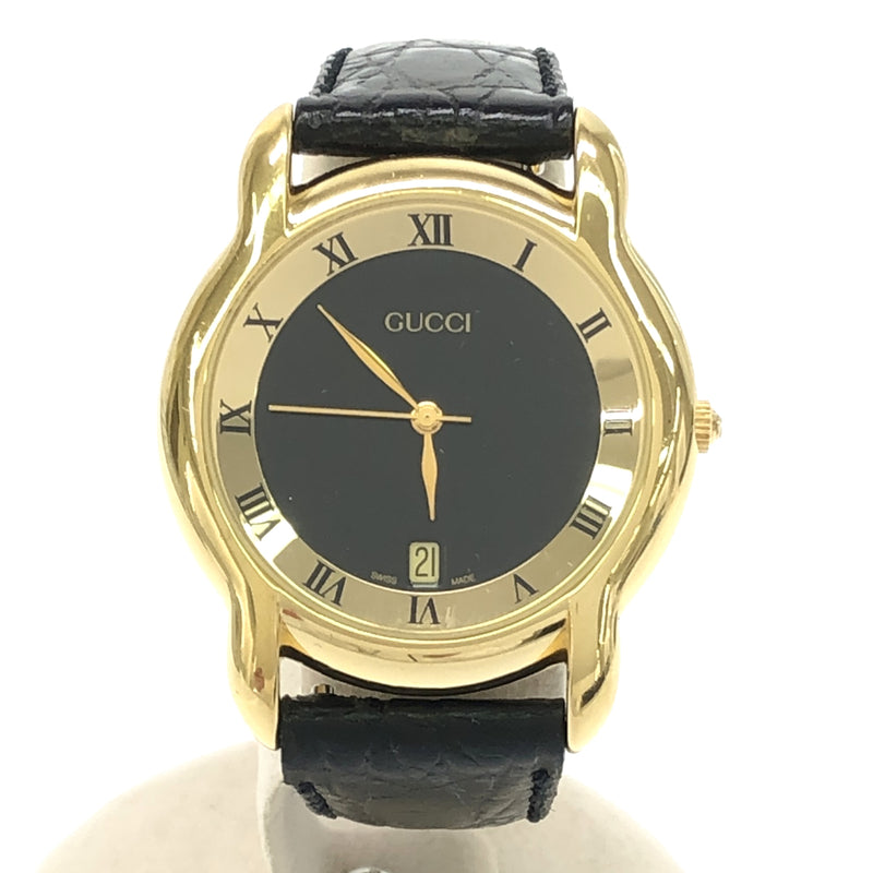 Gucci 5100m Mens Quartz Watch Stainless Steel Black Dial Date Box. Battery