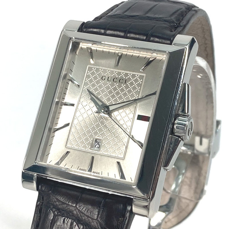 Gucci Ya138407 Rectangle Watch Silver Stainless Steel Mens Dress Watch