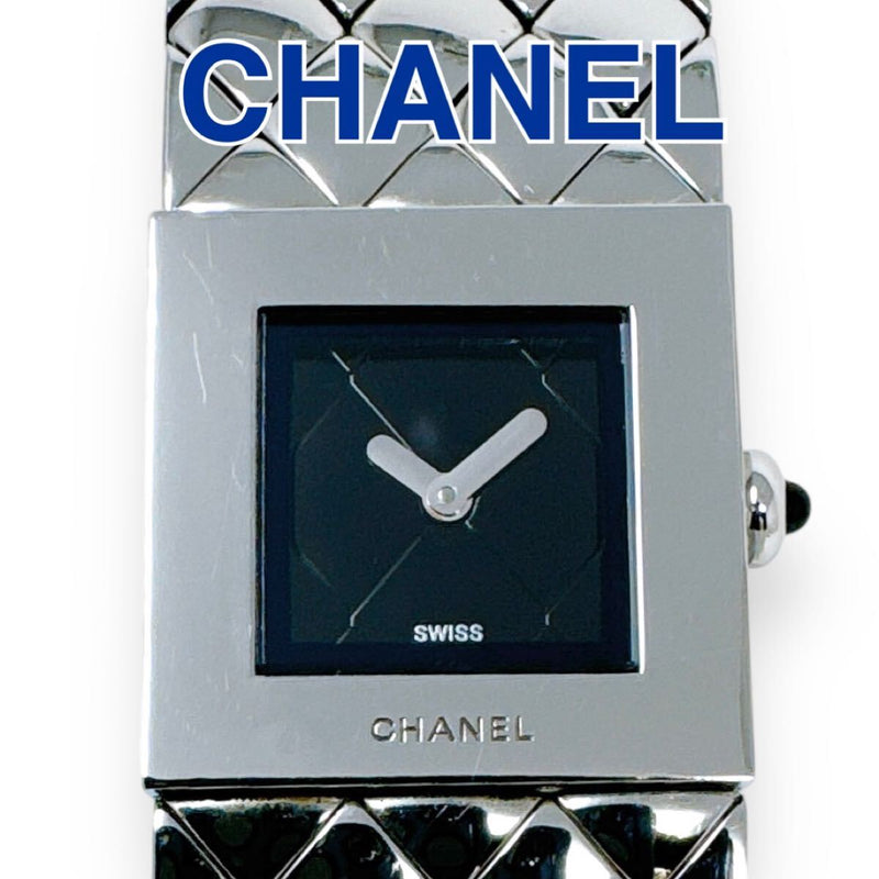 Chanel Matelasse Black Quartz Womens Watch. Square Dial Working. Luxury