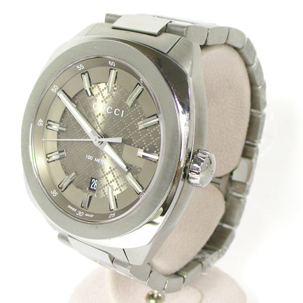 Gucci Gg2570 Ya142315 Watch Silver Stainless Steel Brown Dial Quartz Date Analog