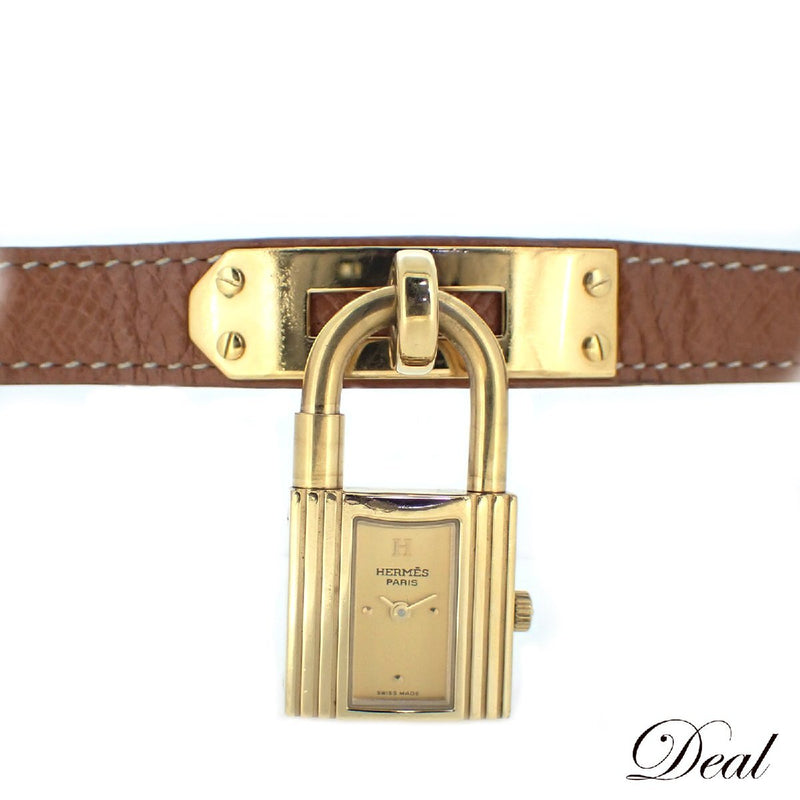 Hermes Kelly Watch Ke1.201 Gold Plated Womens Wrist Watch Swiss Made Luxury